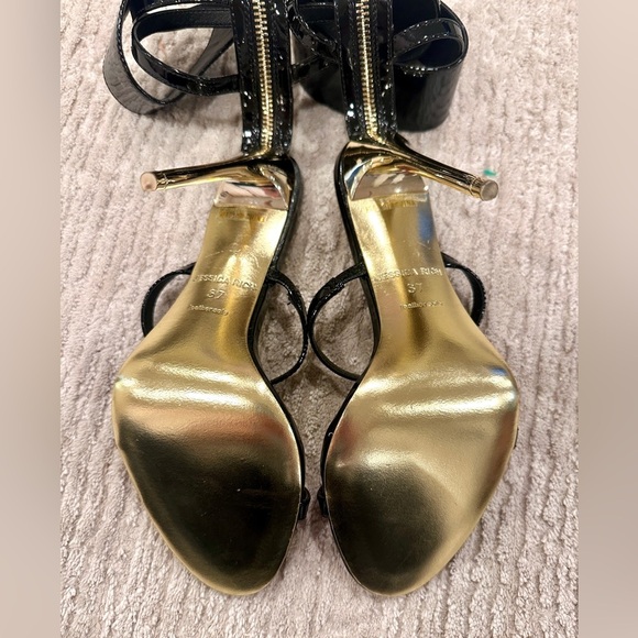 Jessica Rich Women's Black Goddess Back-Zipper Stiletto Sandals SZ US 6 1/2-7. - Picture 7 of 14